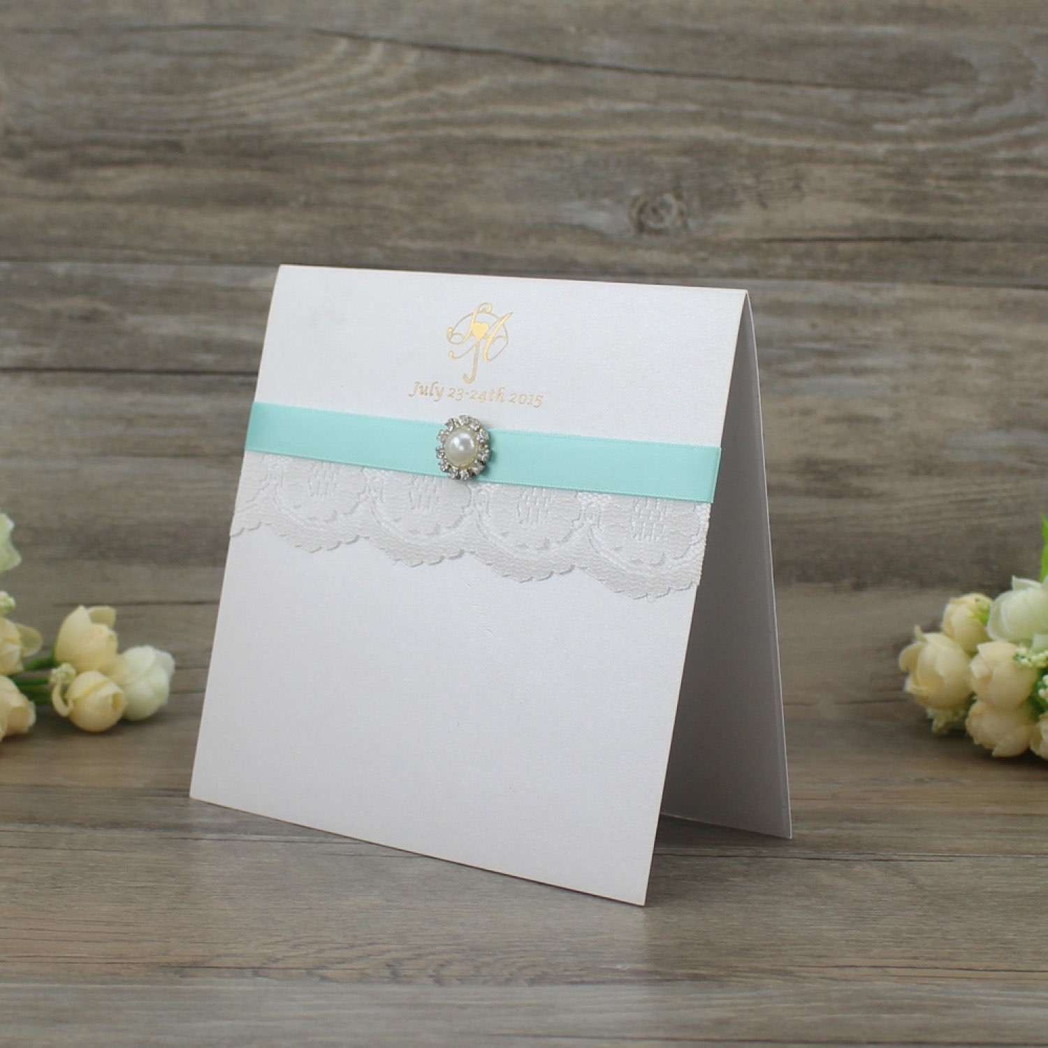 Simple Style Greeting Card Lace Invitation Foil Printing Thank You Card 